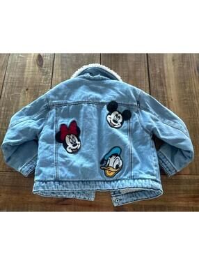 Zara Disney Kids Denim jean Jacket Mickey Mouse minnie Girls Size 3 4 Years